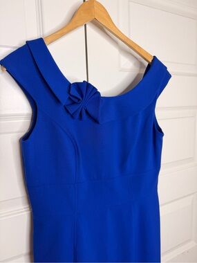 Calvin Klein Cobalt Blue Midi Dress with Decorative Rosette